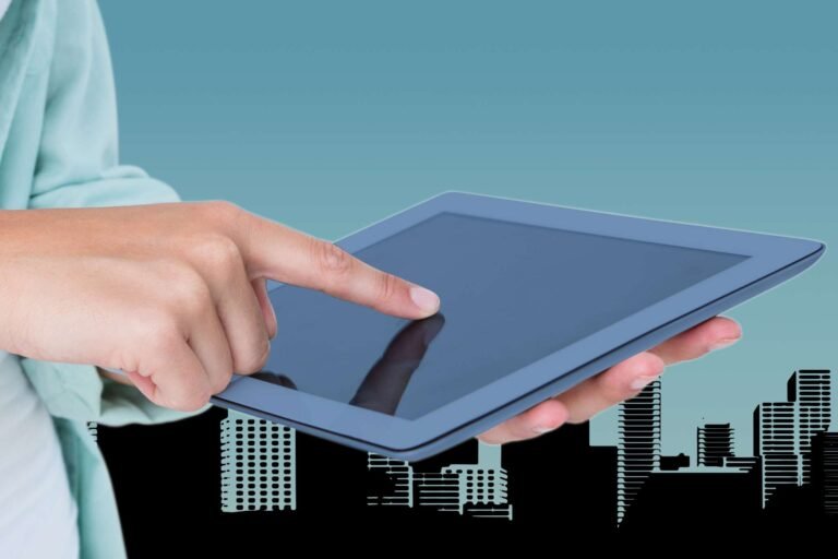 Close-up of a digital tablet showing a smart AI life insurance Australia interface with AI elements, representing the future of Australian insurance.