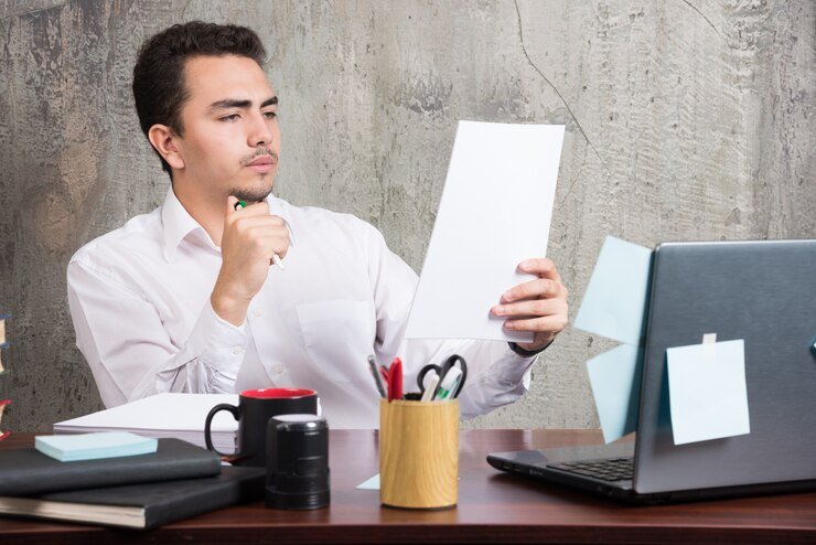 Person looking confused while comparing life insurance quotes on paper and laptop