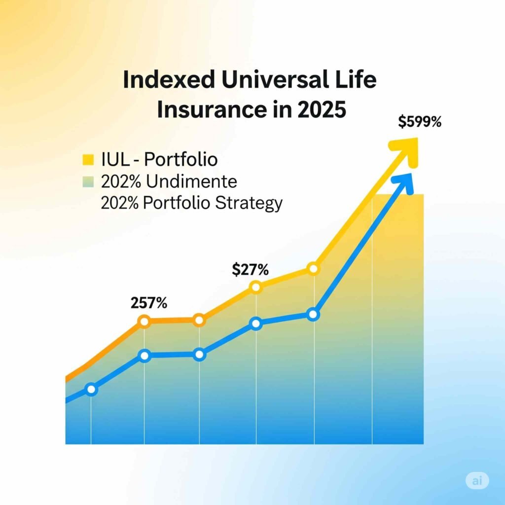 Chart showing positive IUL growth outlook for 2025, symbolizing financial portfolio potential and IUL's enduring appeal.