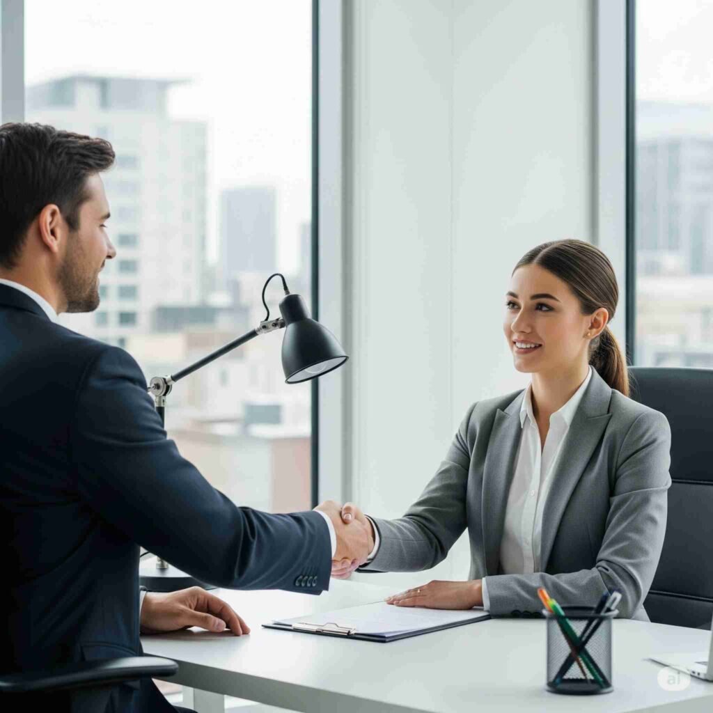 A person shaking hands with a financial advisor, symbolizing trust in choosing Permanent Life Insurance Canada.