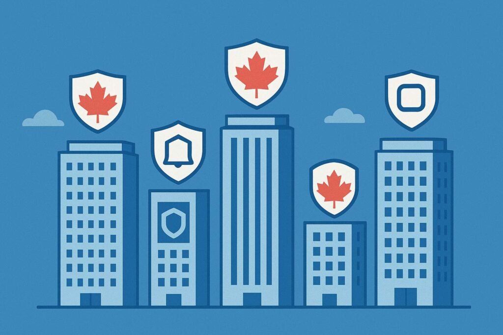 Whole and Universal Life Insurance Canada 2025 trust and stability with Canadian buildings and shields.