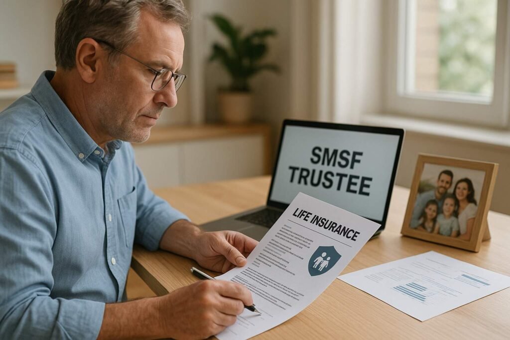 "Australian SMSF life insurance trustee reviewing life insurance options to protect family and retirement savings in 2025"
