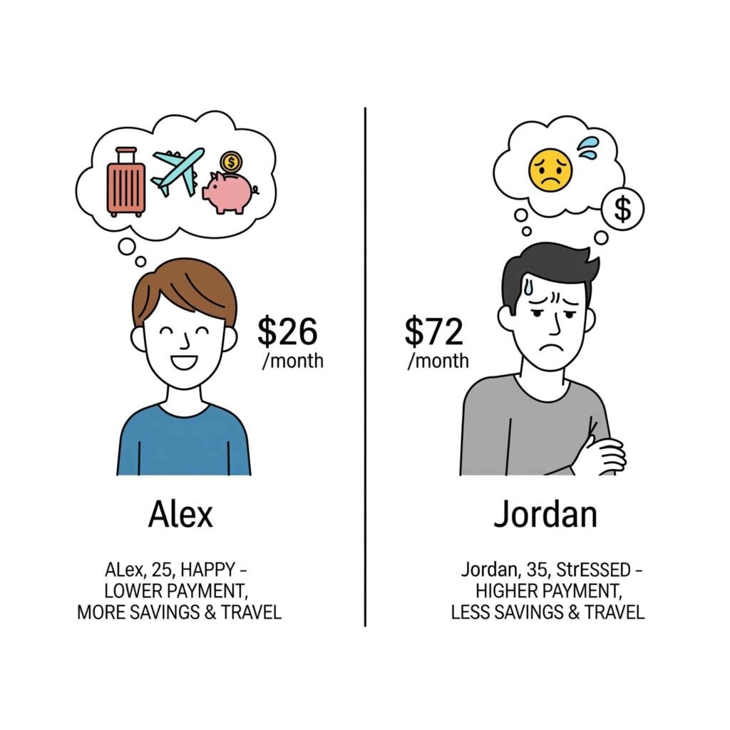 Gen Z life insurance cost case study comparing Alex and Jordan